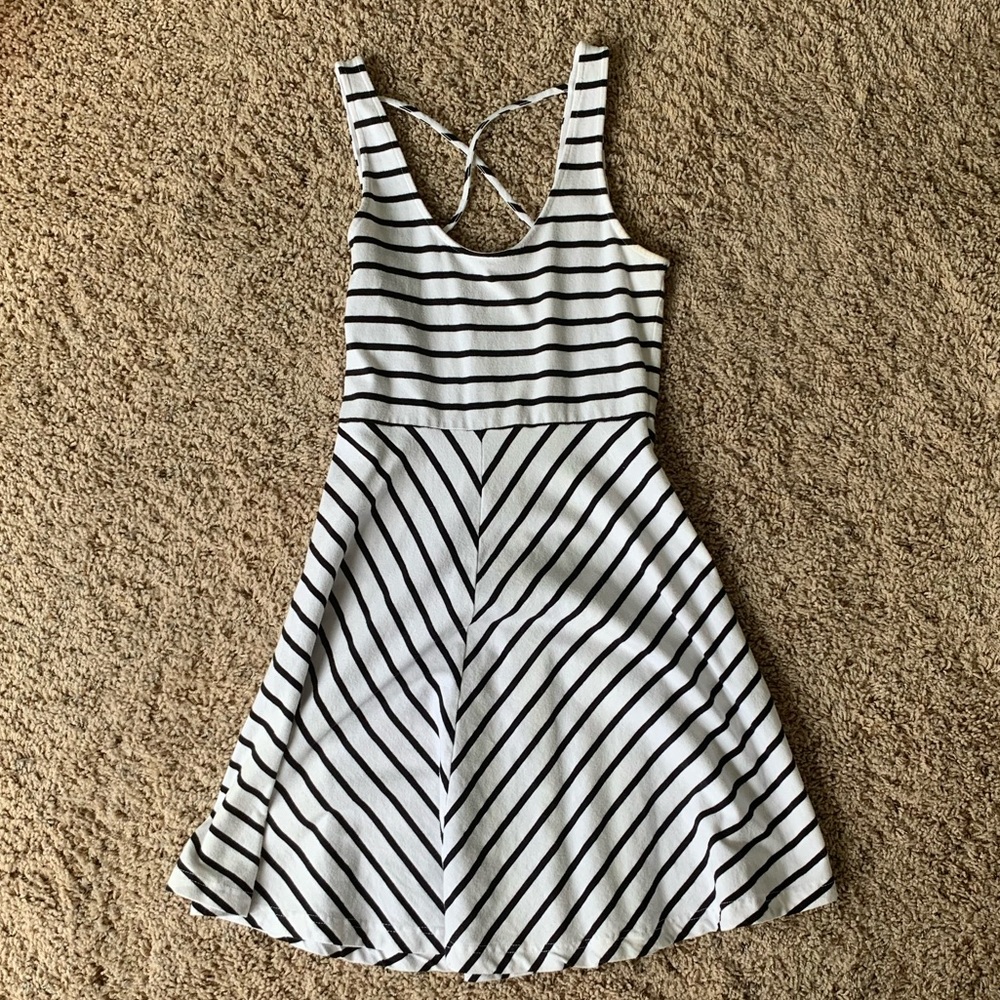 Black and white striped dress